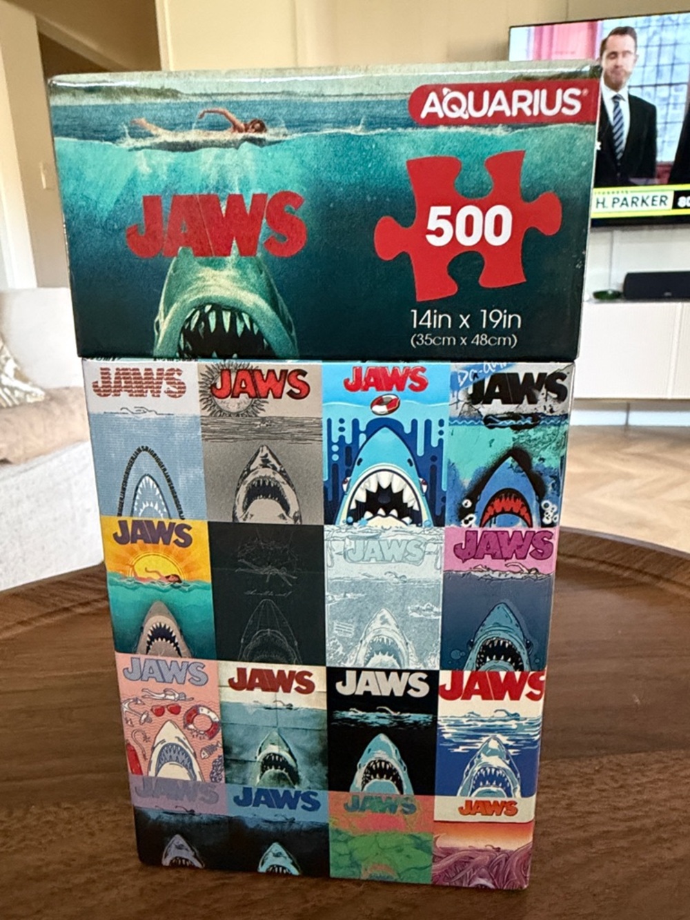 Aquarius Jaws 500-Piece Puzzle - Multi Blue/Red Artwork